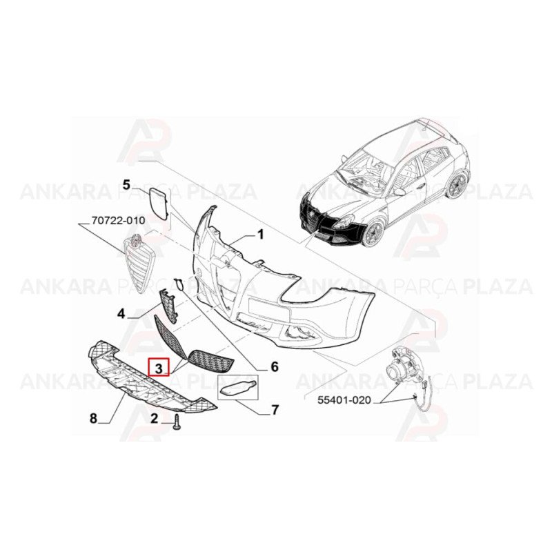 Ön Tampon Panjuru Orta Sol ( Alfa Romeo : Giulietta 09 - 12 ) Ön Tampon Panjuru Orta Sol ( Alfa Romeo : Giulietta 09 - 12 )