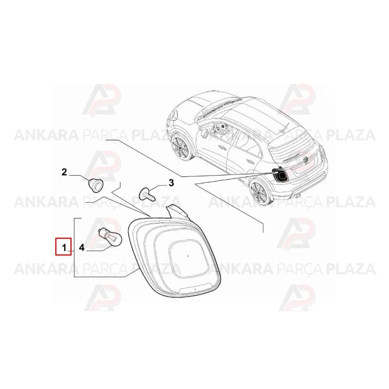Fiat 500X Sağ Stop Lambası 51937411 Fiat 500X Sağ Stop Lambası 51937411