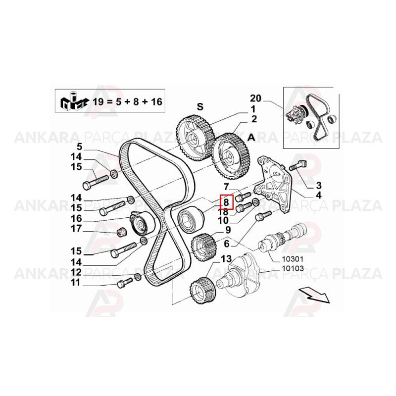 Triger Gergi Bilyası Fiat : Albea, Palio, Siena, Brava, Bravo, Marea 1.6 16V Triger Gergi Bilyası Fiat : Albea, Palio, Siena, Brava, Bravo, Marea 1.6 16V
