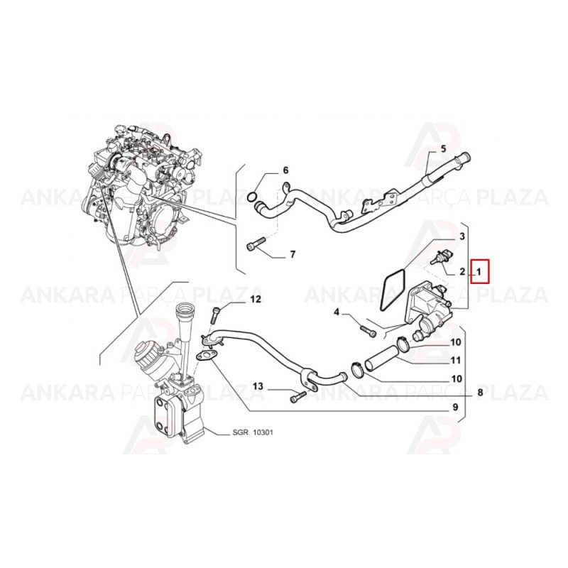 Fiat Egea Foblo Fiorino 1.3 Mjt Euro 6 Termostat 55233327 Fiat Egea Foblo Fiorino 1.3 Mjt Euro 6 Termostat 55233327