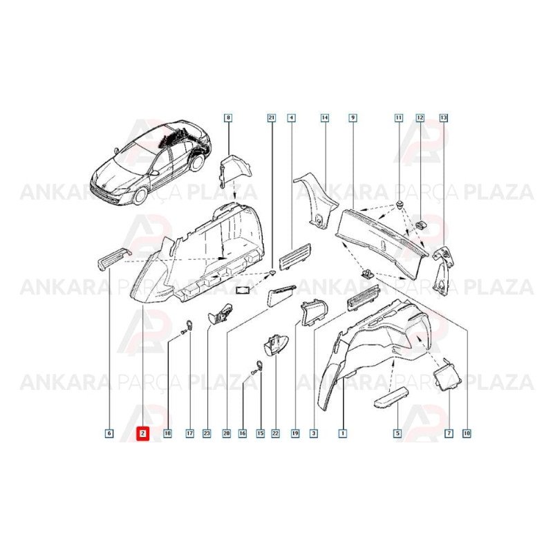 Laguna 3 Arka Çamurluk Davlumbazı Orijinal 769170001R Laguna 3 Arka Çamurluk Davlumbazı Orijinal 769170001R