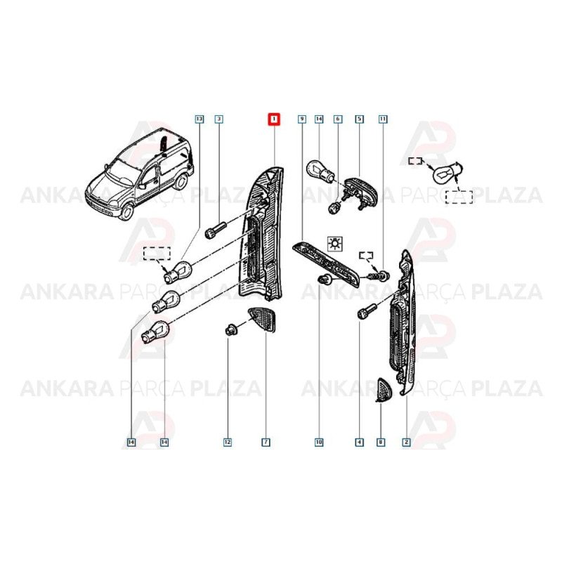 Stop Lambası Sağ Duysuz Tek Kapı Kangoo 2003 -> Stop Lambası Sağ Duysuz Tek Kapı Kangoo 2003 ->