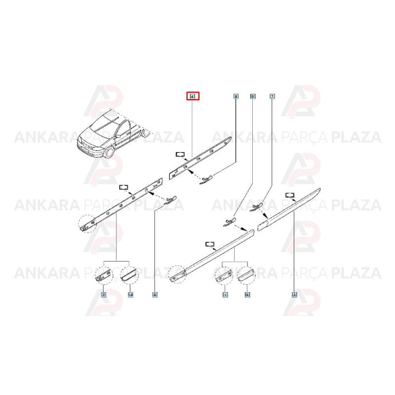 Yan Kapı Bandı Arka Sağ Renault Megane 2 Extrem 2006 -> Yan Kapı Bandı Arka Sağ Renault Megane 2 Extrem 2006 ->